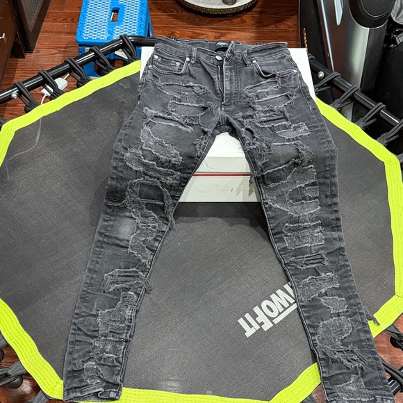 REPRESENT Rugged Black Ripped Jeans - Picture 3 of 8